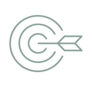 A minimalist line drawing of a target with an arrow hitting the bullseye.
